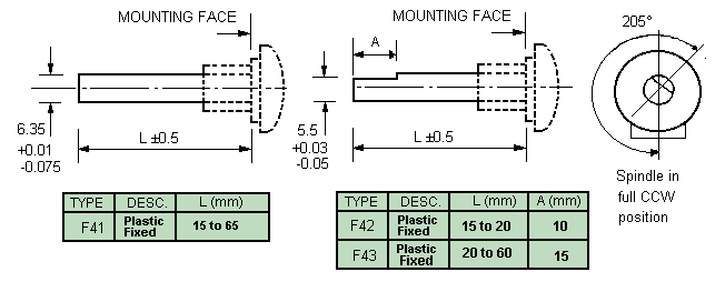 P20 6.35mm dia. plastic spindles